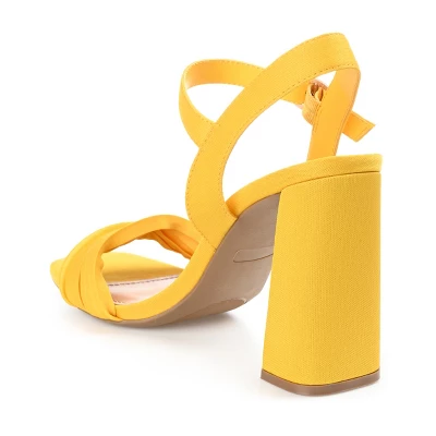 Journee Collection Womens Skiler Tru Comfort Foam Open Square Toe Block Heel Sandals Yellow 6.5 8 Journee Collection Womens Skiler Tru Comfort Foam Open Square Toe Block Heel Sandals Yellow 6.5 - Image 6