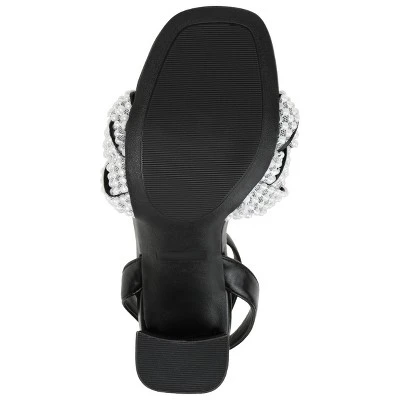 Journee Collection Womens Dua Tru Comfort Foam Pearl Accents Block Heel Sandals Black 6.5 6 Journee Collection Womens Dua Tru Comfort Foam Pearl Accents Block Heel Sandals Black 6.5 - Image 4