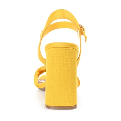 Journee Collection Womens Skiler Tru Comfort Foam Open Square Toe Block Heel Sandals Yellow 6.5 4 Journee Collection Womens Skiler Tru Comfort Foam Open Square Toe Block Heel Sandals Yellow 6.5 - Image 2