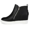 Journee Collection Womens Pennelope Round Toe Double Zip Wedge Sneakers