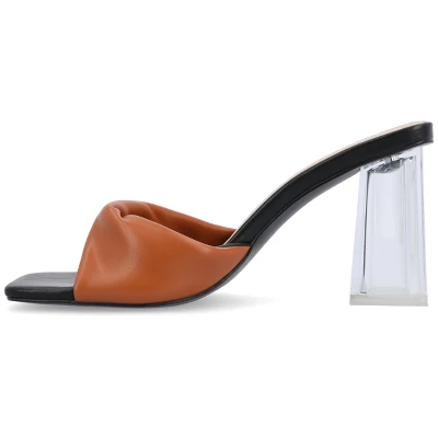 Journee Collection Womens Aylia Clear Block Heel Soft Vegan Leather Slip On Sandals 3 Journee Collection Womens Aylia Clear Block Heel Soft Vegan Leather Slip On Sandals