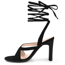 Journee Collection Womens Adalee Ankle Wrap Stacked Heel Sandals