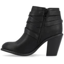 Journee Collection Womens Strap Inside Zip Stacked Heel Booties