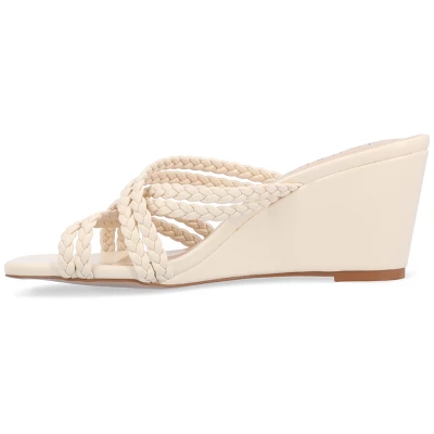 Journee Collection Womens Baylen Braided Strap Slip On Wedge Sandals 3 Journee Collection Womens Baylen Braided Strap Slip On Wedge Sandals