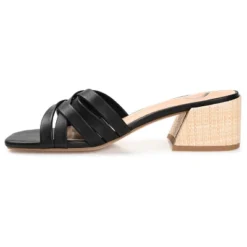 Journee Collection Womens Moree Open Square Toe Block Heel Sandals Black 9.5