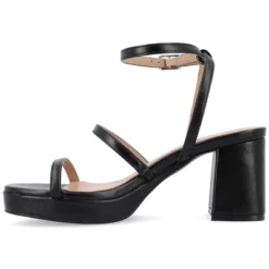 Journee Collection Womens Samilee Metallic Vegan Leather Platform Sandals