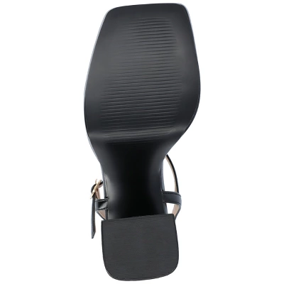 Journee Collection Womens Parson Metallic Vegan Leather Platform Sandals 6 Journee Collection Womens Parson Metallic Vegan Leather Platform Sandals - Image 4