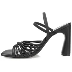 Journee Collection Womens Hera Open Square Toe High Block Heel Sandals