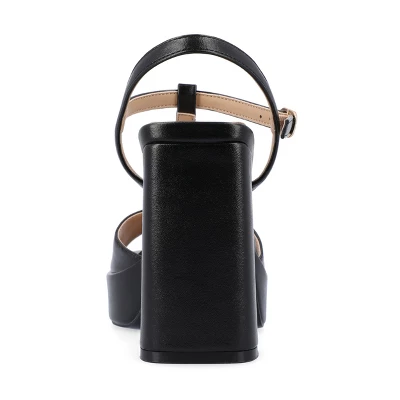 Journee Collection Womens Parson Metallic Vegan Leather Platform Sandals 4 Journee Collection Womens Parson Metallic Vegan Leather Platform Sandals - Image 2