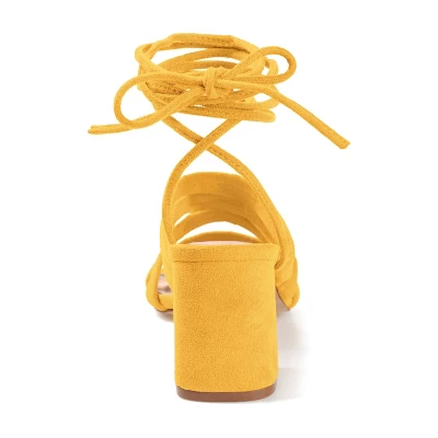 Journee Collection Womens Sevyn Open Square Toe Block Heel Sandals Yellow 8 4 Journee Collection Womens Sevyn Open Square Toe Block Heel Sandals Yellow 8 - Image 2