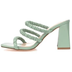Journee Collection Womens Reagaan Tru Comfort Foam Open Square Toe Block Heel Sandals Green 12