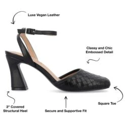 Journee Collection Womens Moriah Embossed Ankle Strap Square Toe Pumps -Journee Collection GUEST 4e940282 f334 4011 b1d5 401b0eca3bc6