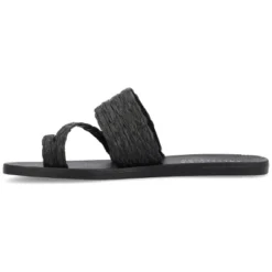Journee Collection Womens Zindy Raffia Slip On Slide Sandal