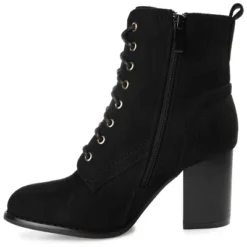 Journee Collection Womens Baylor Lace Up Stacked Heel Booties