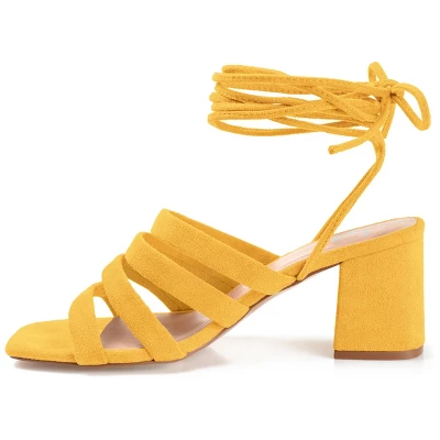 Journee Collection Womens Sevyn Open Square Toe Block Heel Sandals Yellow 8 3 Journee Collection Womens Sevyn Open Square Toe Block Heel Sandals Yellow 8