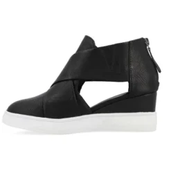 Journee Collection Womens Seena Round Toe Back Heel Zip Wedge Sneakers