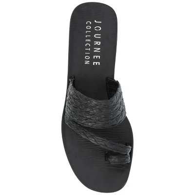 Journee Collection Womens Zindy Raffia Slip On Slide Sandal 5 Journee Collection Womens Zindy Raffia Slip On Slide Sandal - Image 3