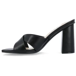 Journee Collection Womens Chazz Tru Comfort Foam Vegan Leather Block Heel Sandals