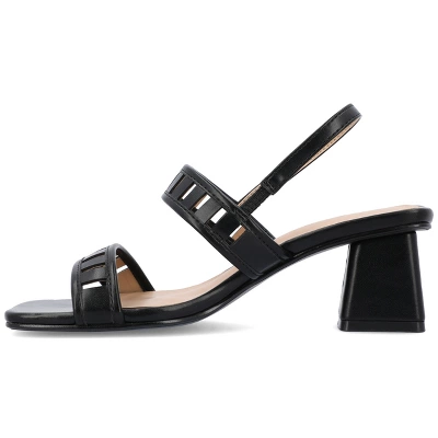 Journee Collection Womens Ismay Laser Cut Sling Back Block Heel Sandals 3 Journee Collection Womens Ismay Laser Cut Sling Back Block Heel Sandals