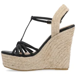 Journee Collection Womens Yara Tru Comfort Foam Buckle Espadrille Wedge Sandals