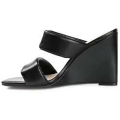 Journee Collection Womens Kailee Tru Comfort Foam Slip On Open Square Toe Wedge Sandals