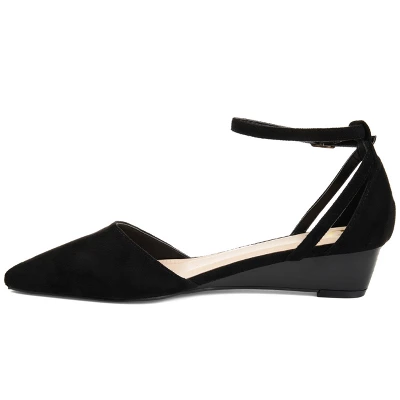 Journee Collection Womens Arkie Buckle Pointed Toe Sliver Wedge 3 Journee Collection Womens Arkie Buckle Pointed Toe Sliver Wedge