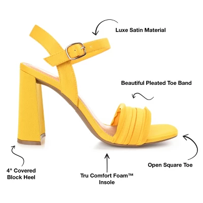 Journee Collection Womens Skiler Tru Comfort Foam Open Square Toe Block Heel Sandals Yellow 6.5 9 Journee Collection Womens Skiler Tru Comfort Foam Open Square Toe Block Heel Sandals Yellow 6.5 - Image 7