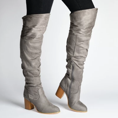 Journee Collection Womens Kaison Wide Calf Stacked Heel Over The Knee Boots 10 Journee Collection Womens Kaison Wide Calf Stacked Heel Over The Knee Boots - Image 8