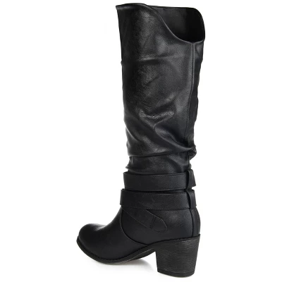 Journee Collection Womens Late Wide Width Wide Calf Stacked Heel Mid Calf Boots 8 Journee Collection Womens Late Wide Width Wide Calf Stacked Heel Mid Calf Boots - Image 6
