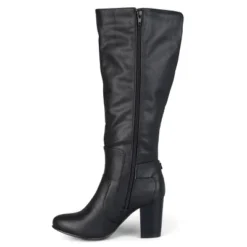Journee Collection Womens Carver Wide Calf Stacked Heel Knee High Boots