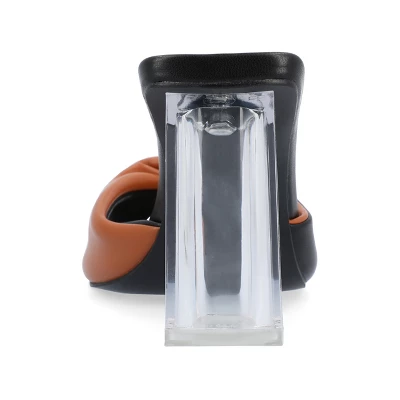 Journee Collection Womens Aylia Clear Block Heel Soft Vegan Leather Slip On Sandals 4 Journee Collection Womens Aylia Clear Block Heel Soft Vegan Leather Slip On Sandals - Image 2