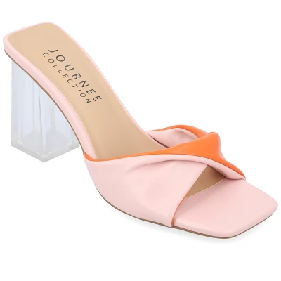 Journee Collection Womens Aylia Clear Block Heel Soft Vegan Leather Slip On Sandals 14 Journee Collection Womens Aylia Clear Block Heel Soft Vegan Leather Slip On Sandals - Image 12